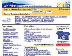 Скриншот сайта Oldavista - портал и поисковик по старым и мертвым сайтам