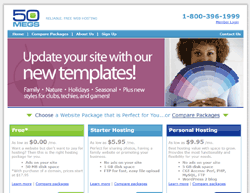 Скриншот сайта Free Web Hosting Services -- 50megs.com